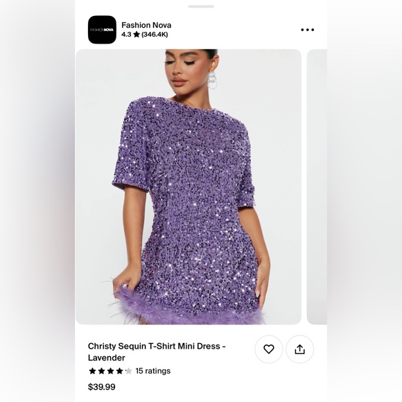 NWT FASHION NOVA SEQUIN T SHIRT DRESS - Picture 1 of 6